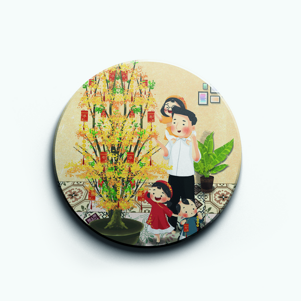 Bộ lót ly 6 cái Tết Đoàn Viên